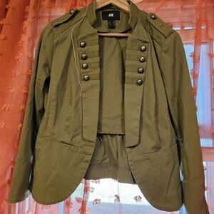 H&M Khaki Buttoned Utility Jacket